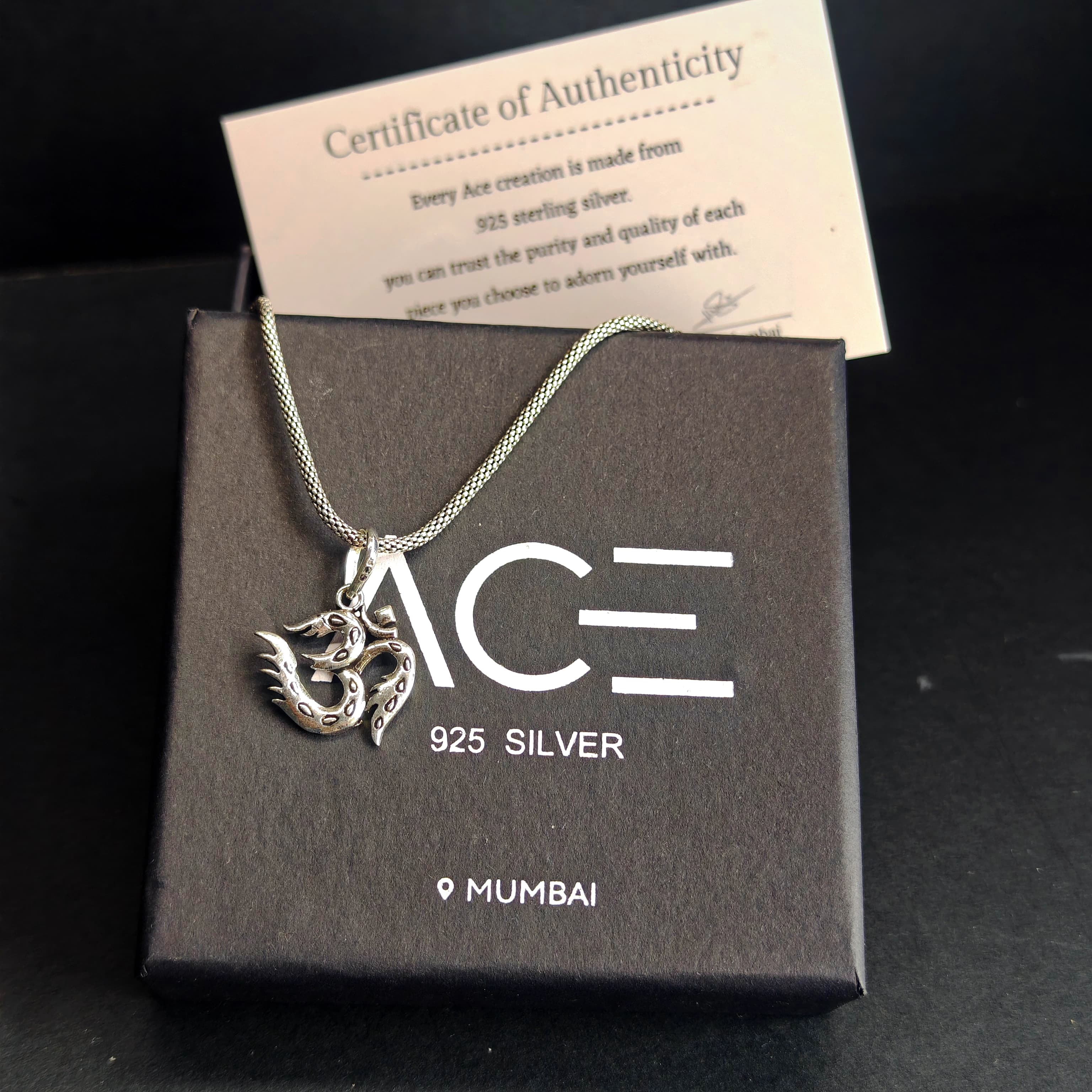 Om 2 pure  925 silver pendant