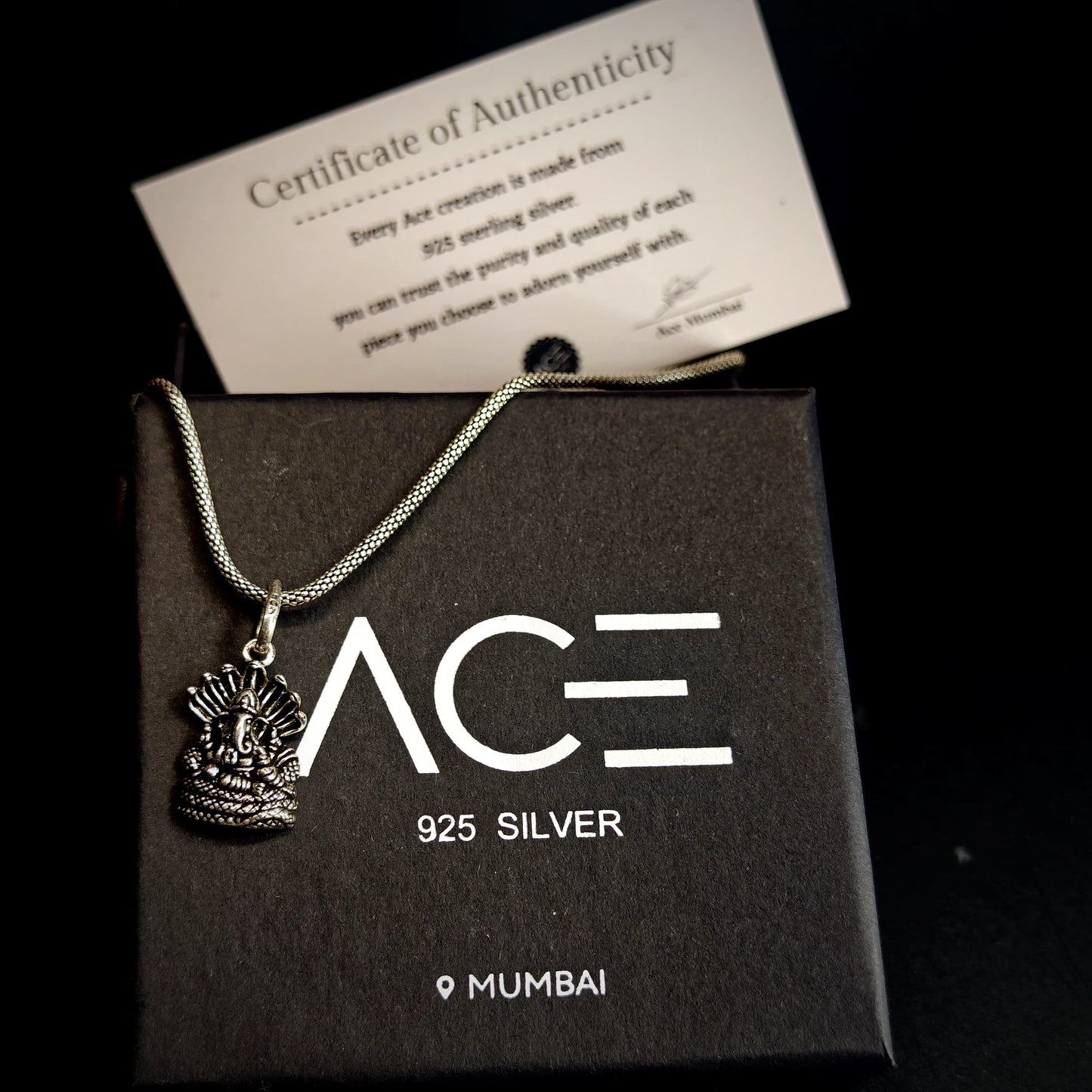 Ganesha pure 925 silver pendant