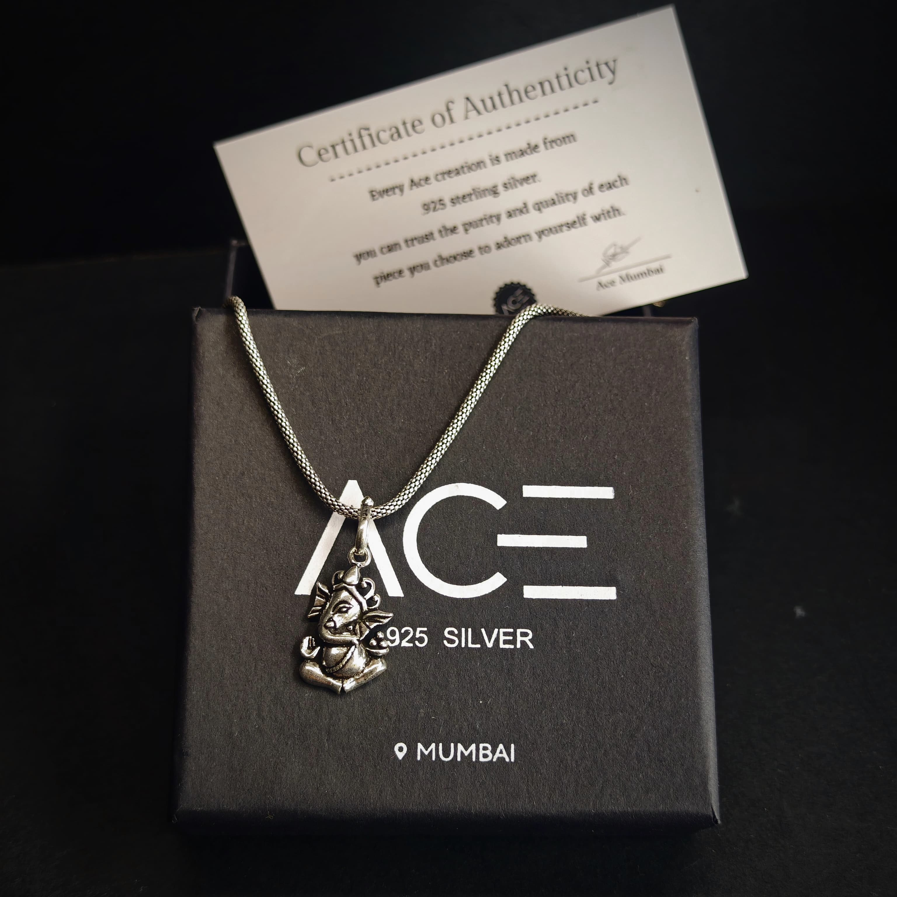 Ganesha 2 pure  925 silver pendant