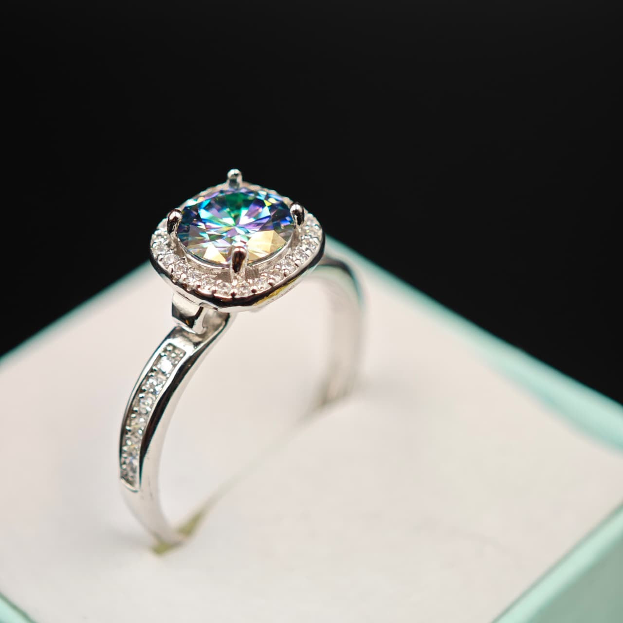 Silver Zircon Layered Ring