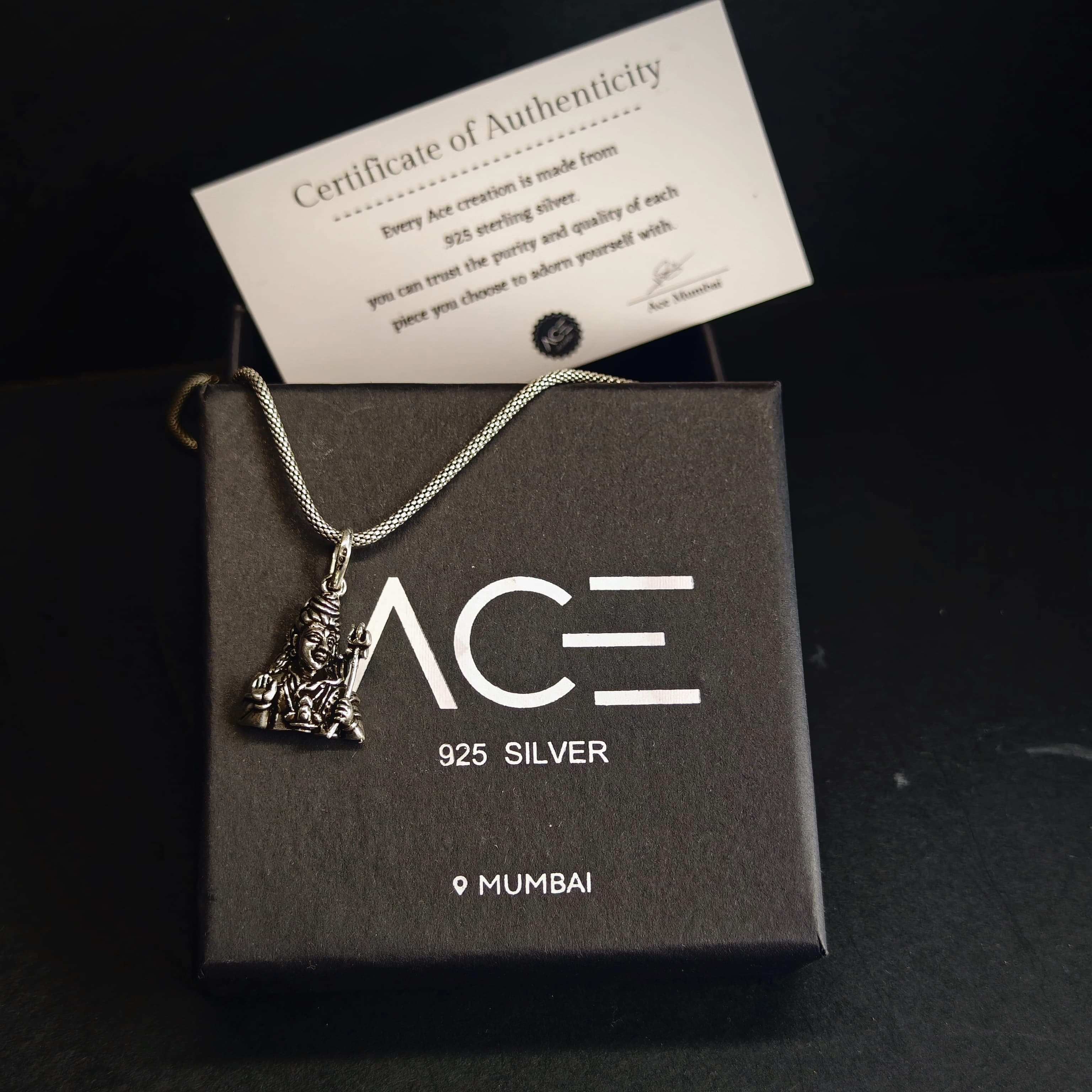 Shiva pure  925 silver pendant