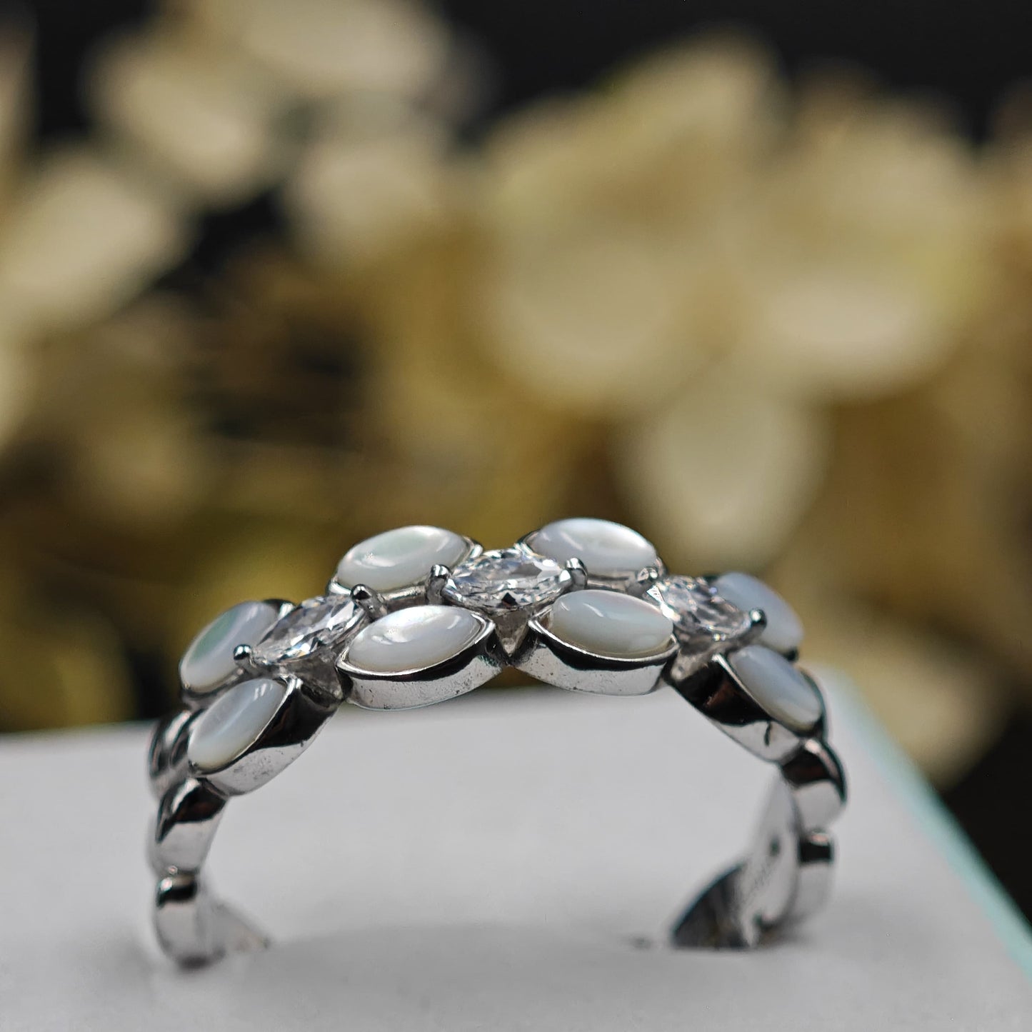 Silver Zircon Layered Ring