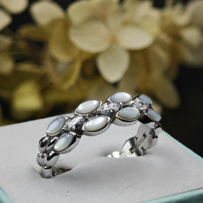 Silver Zircon Layered Ring