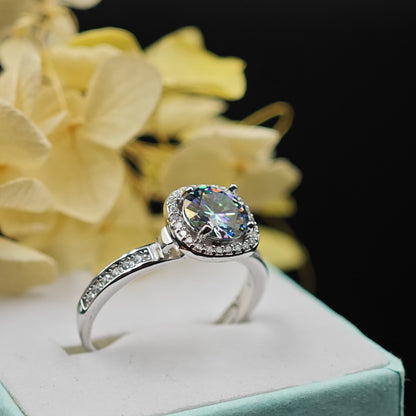 Silver Zircon Layered Ring