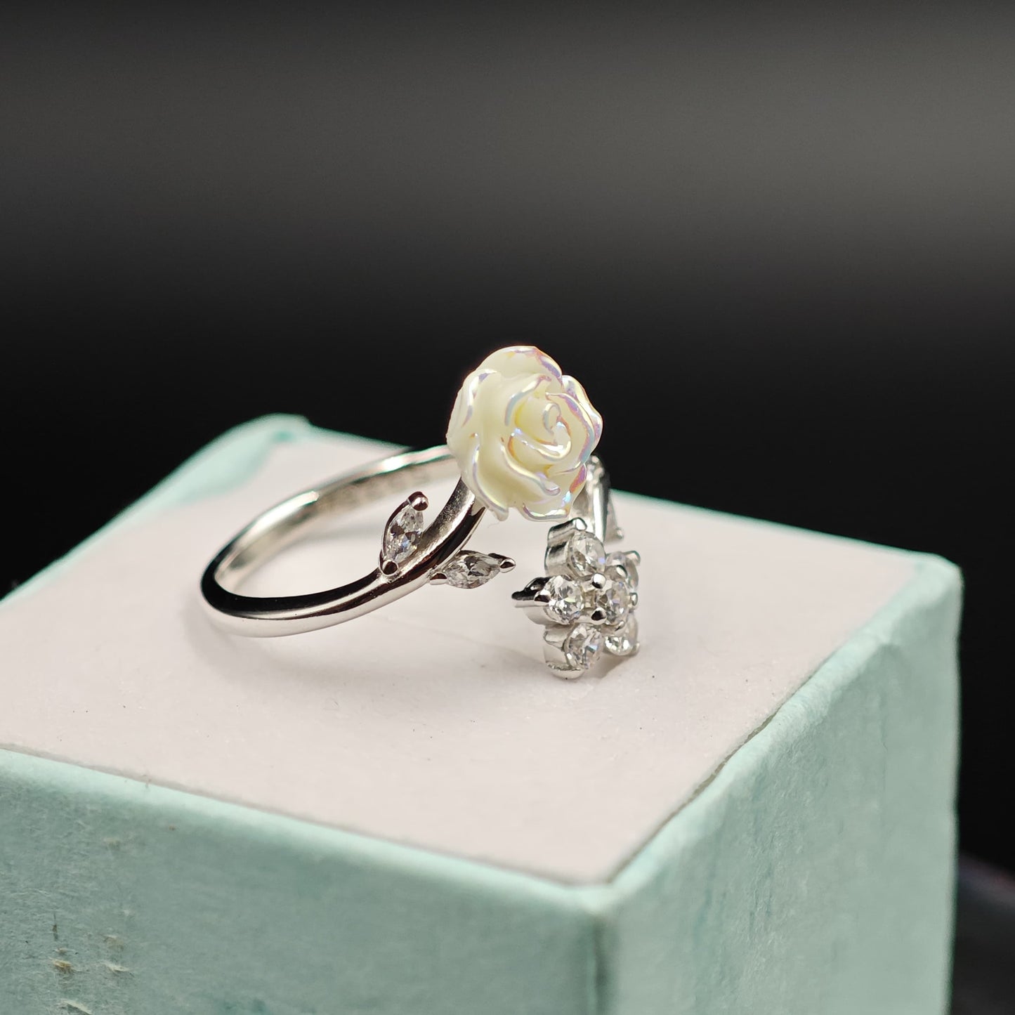 925 Silver Floral Rose Ring