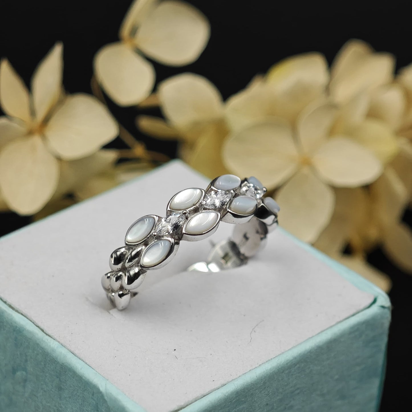 Silver Zircon Layered Ring