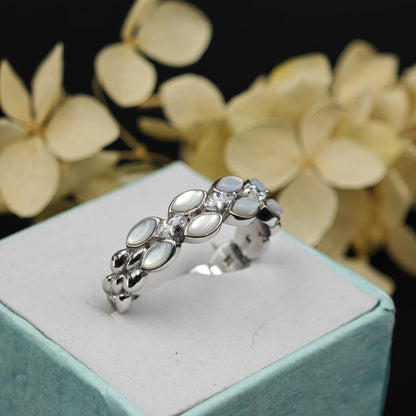 Silver Zircon Layered Ring
