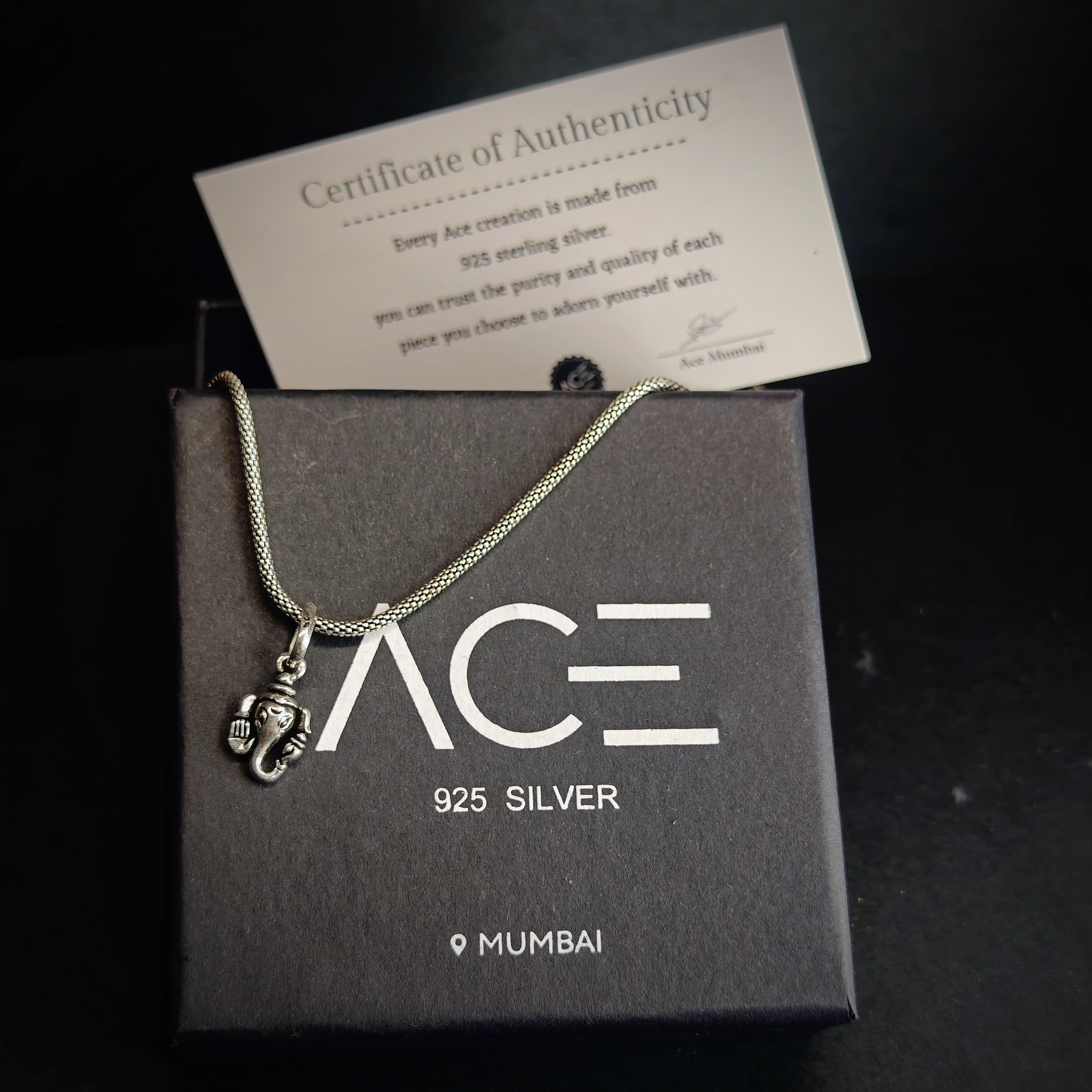 Ganesh 4 pure  925 silver pendant