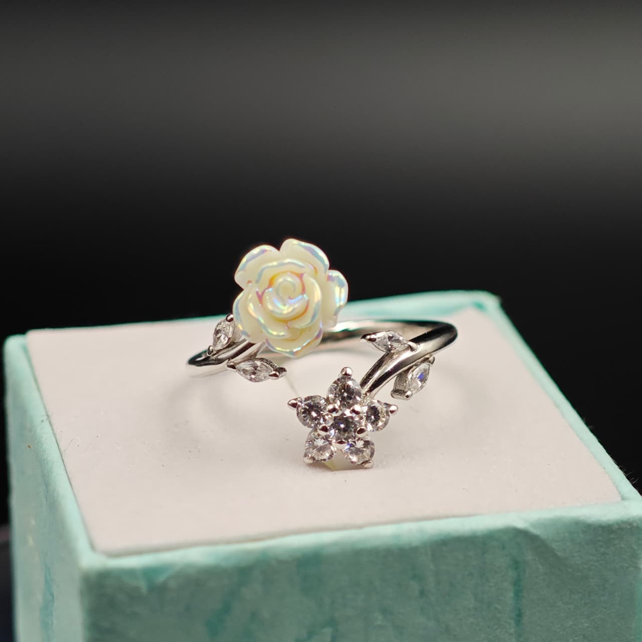 925 Silver Floral Rose Ring