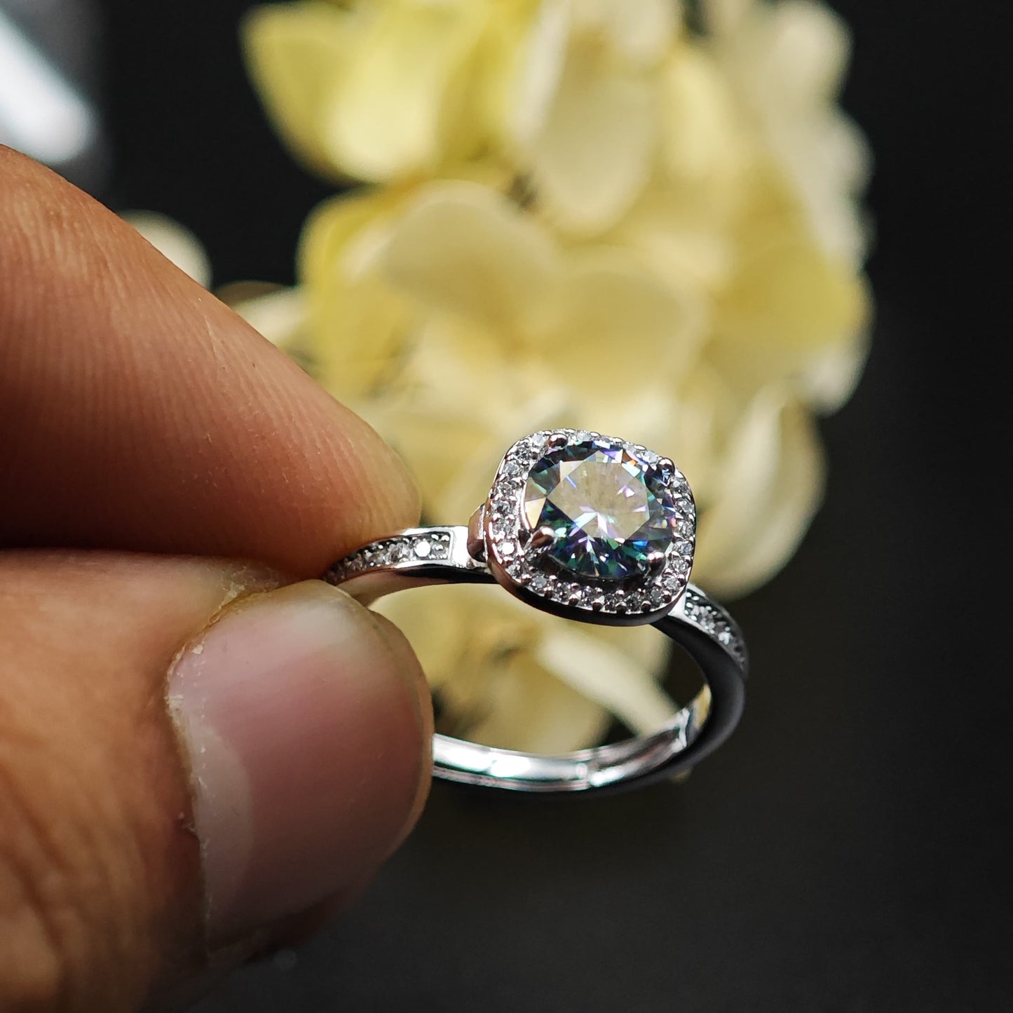 Silver Zircon Layered Ring