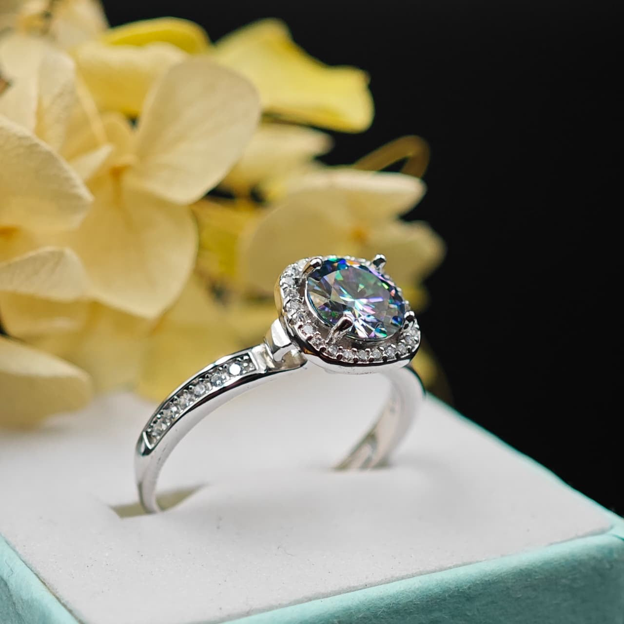 Silver Zircon Layered Ring