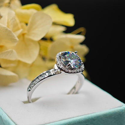 Silver Zircon Layered Ring