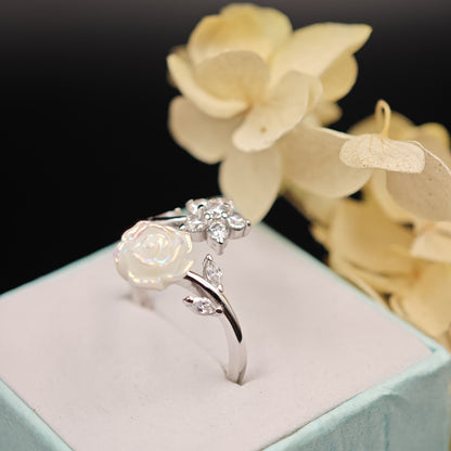 925 Silver Floral Rose Ring