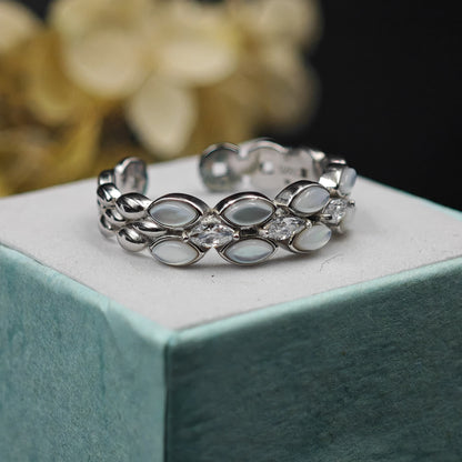 Silver Zircon Layered Ring