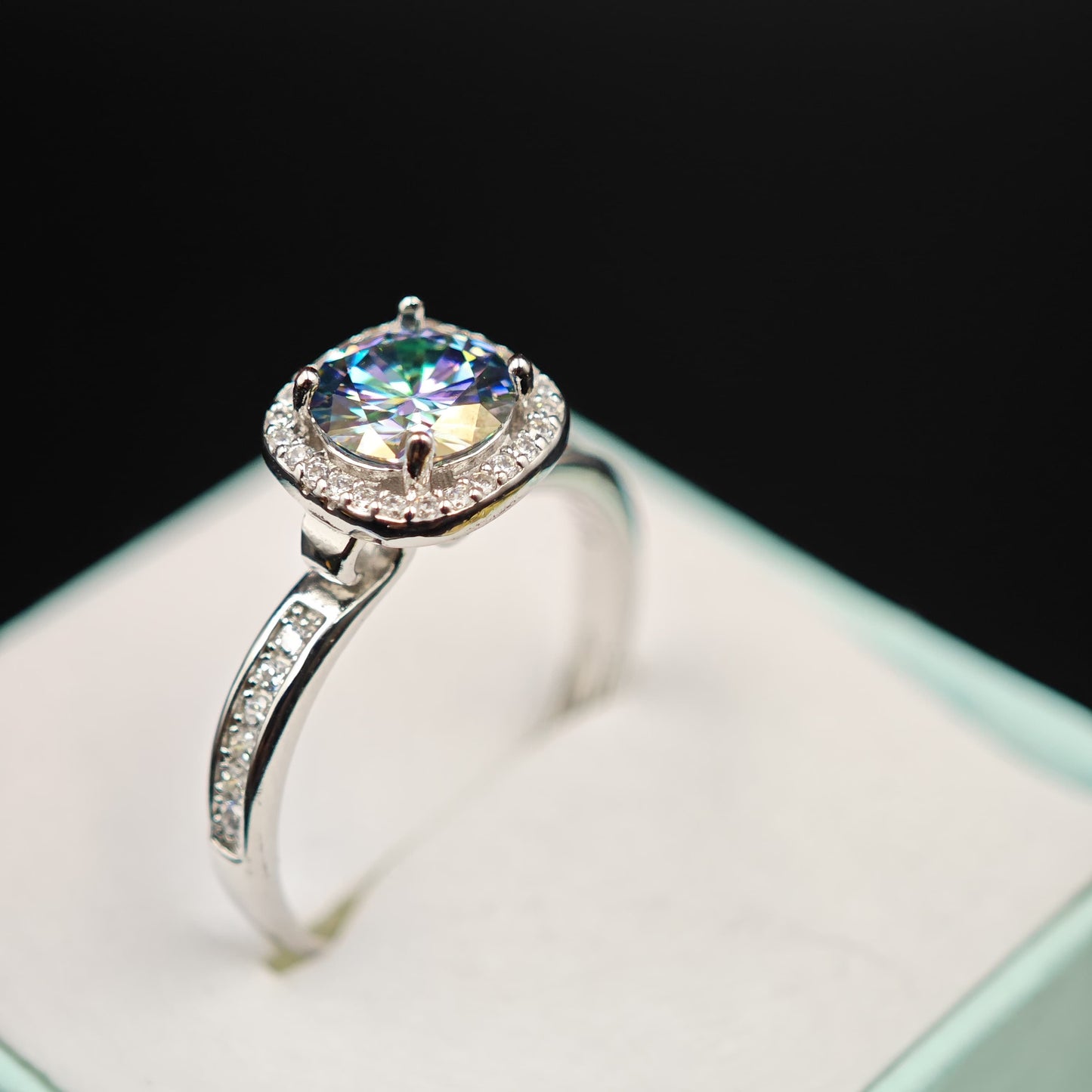 Silver Zircon Layered Ring